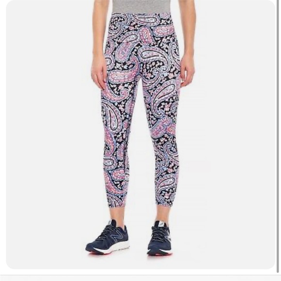 • K Deer • Women’s Yoga Legging Capri Crop Length Nantucket Paisley Medium - Picture 2 of 5